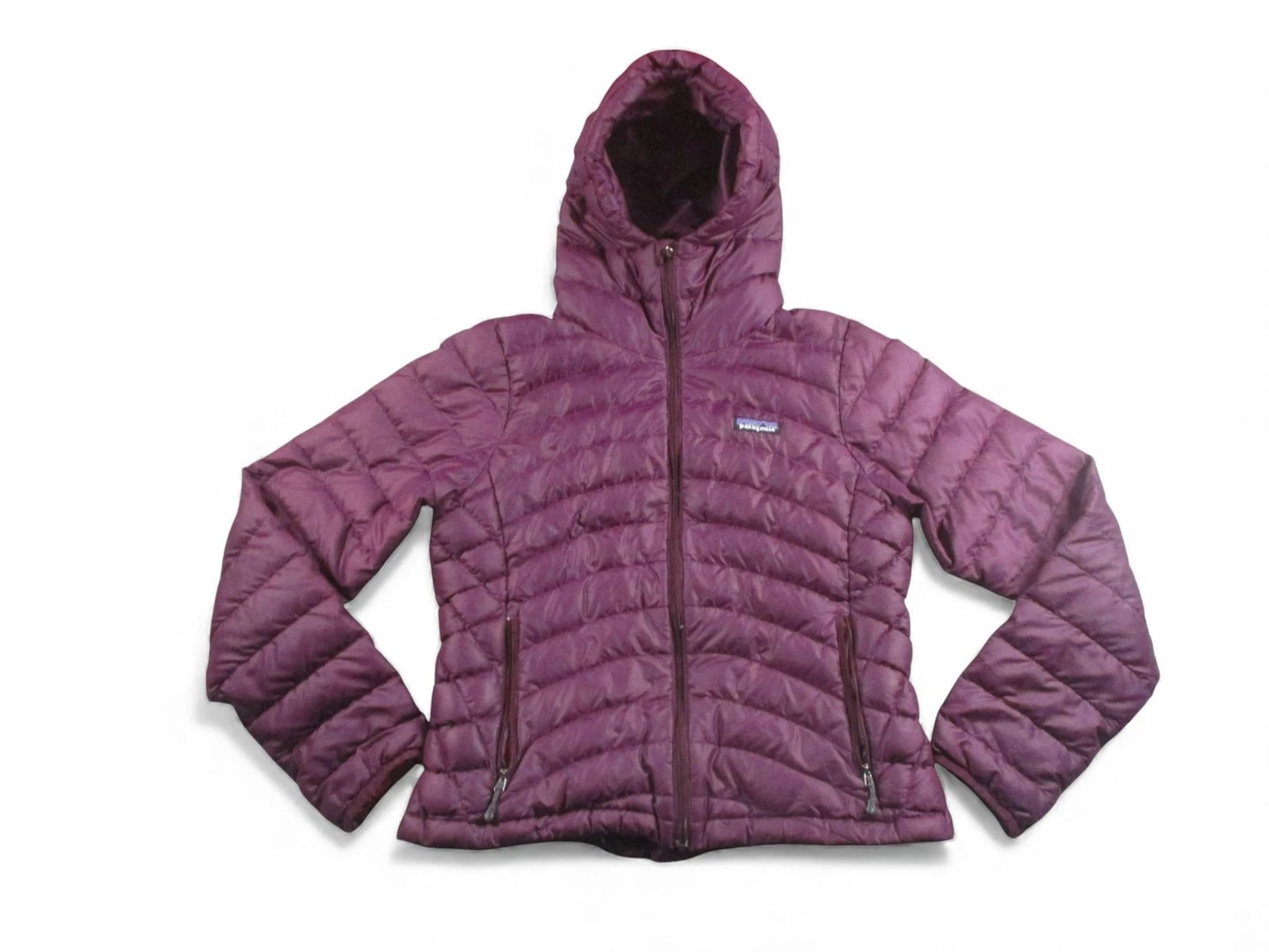 Patagonia Puffer Jacket Womens Small Purple Hooded Goose Down Insulated Outdoors