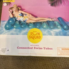 INFLATABLE POOL FLOAT Blue Connected Swim Tubes Pillow 6FT Target SUN SQUAD NEW