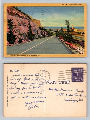 California, CA-California, Palisades U.S. Highway 101 Vintage c1952 Postcard
