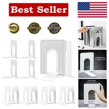 Luxury Non-Skid Metal Bookends Set - 14 Pieces to Organize & Protect Books