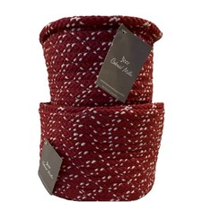 Colonial Mills Sneaky Santa Lidded Polypropylene Basket Set, Red/White, 2-Piece