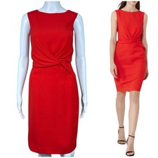Reiss Erica Twist Front Sheath Dress Size 0 Crepe Preppy Party Christmas Holiday