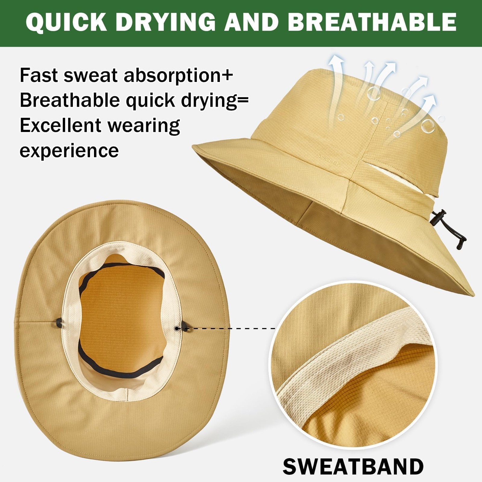 Waterproof Bucket Hat with Neck Shield Quick-Dry Breathable Fishing Hat