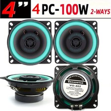 4'' Car Audio Coaxial Speakers HIFI Stereo 2-Way 100W Fullrange Loudspeakers 4pc