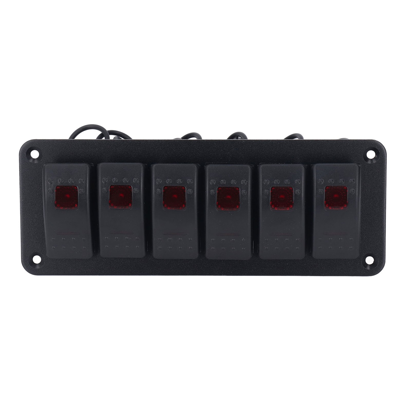 (Red)6 Gang Rocker Switch Panel LED Backlit On Off Switch Waterproof Circuit