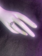 Floral Cluster 6 Stones Cubic Zirconia Sterling Silver Engagement Ring Sz. 8