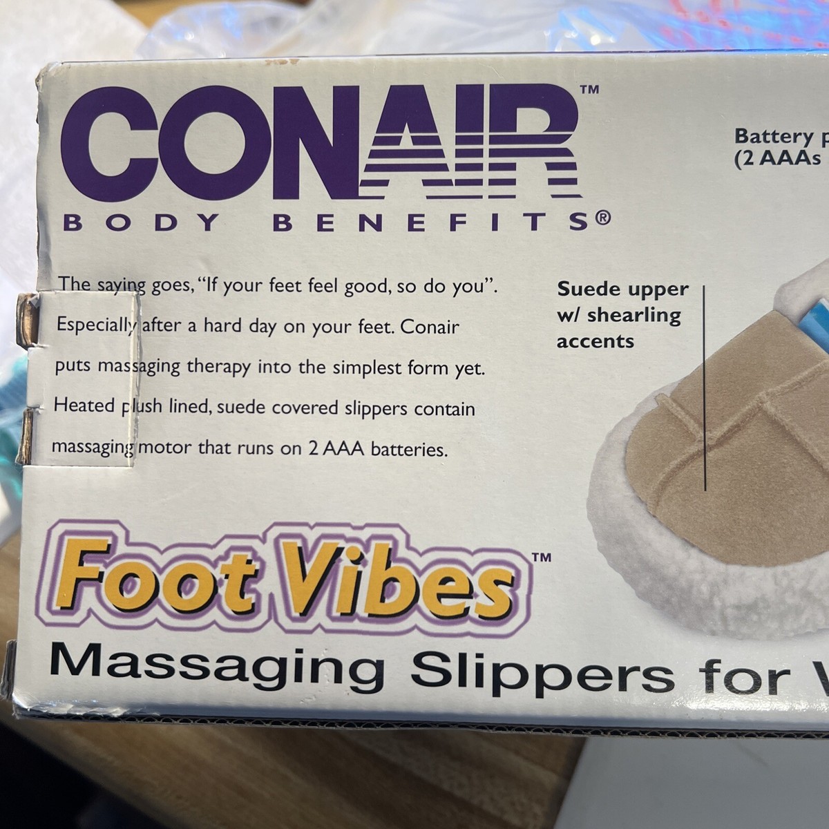 CONAIR BODY BENEFITS FOOT VIBES MASSAGING SLIPPERS WITH HOT GEL PACKS WOMEN NIB CONAIR BODY BENEFITS FOOT VIBES MASSAGING SLIPPERS WITH HOT GEL PACKS WOMEN NIB