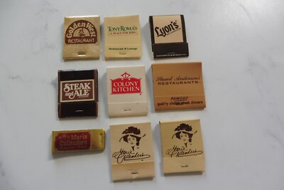 VTG LOT UNSTRUCK COLONY KITCHEN LYONS MARIE CALLENDERS RESTAURANTS MATCHBOOK