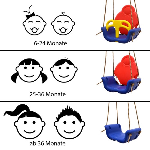 3-in-1 Kinderschaukel 49x48x34cm Babyschaukel Garten Schaukel Kinder Spielzeug - Bild 6 von 9