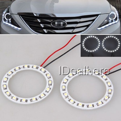 2x 50mm 1210/3528 12 LED Scheinwerfer Engelsaugen Halo Ring Licht Weiß Licht