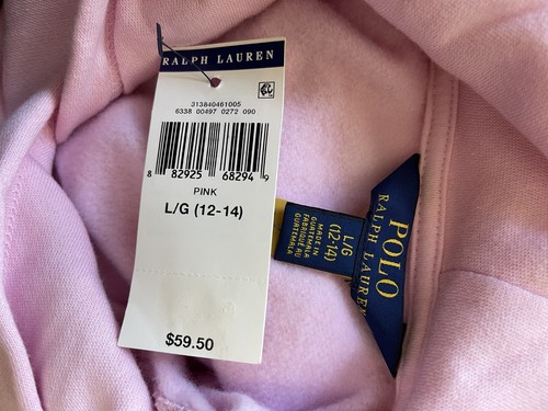 Polo Ralph Lauren Youth Fleece Hoodie Pink Sweatshirt Logo Graphic L (12/14) $59 - Picture 4 of 4