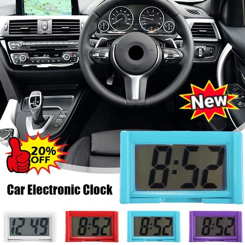 Kleine selbstklebende Auto Schreibtisch Uhr elektronische Uhren LCD Digital Au .