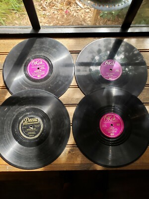 Lot of 4 Records 78 RPM Orchestra: Blueberry Hill, Sugar Blues, Big Mamou....