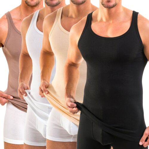 Mens Vest Cotton/Modal Men's Tank Top Shirt Armpit Shirt HERMKO 16000 - Picture 1 of 9