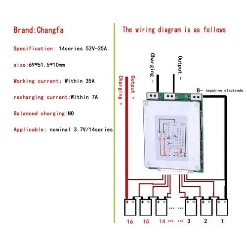 14S 52V 35A Li-Ion Lipolymer Battery Protection Board BMS PCB Board for EScooter - Picture 4 of 10