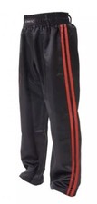 Cimac Satin Kickboxing Trousers Pants Adult Freestyle Black Double Red Stripe