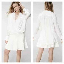 BCBG Max Azria XS Jaklyn Off White Draped Blouse
