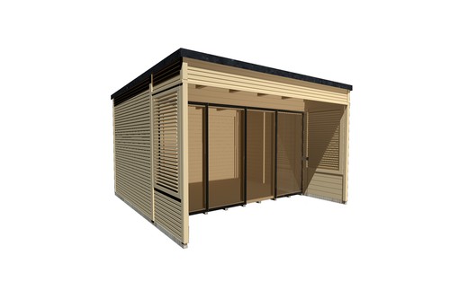 Gartenhaus Blockhaus Pultdach 45 mm Designhaus Cubilis 2.0 380x380 cm Weka - Bild 3 von 3