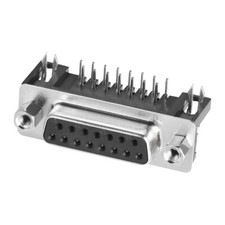 D-sub Connector Female 15-pin 2-row Right Angle Port Solder Type Black 10pcs