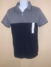Goodfellow  Co. men's SMALL 2 Tone short sleeve polo W / Black trim see all pic