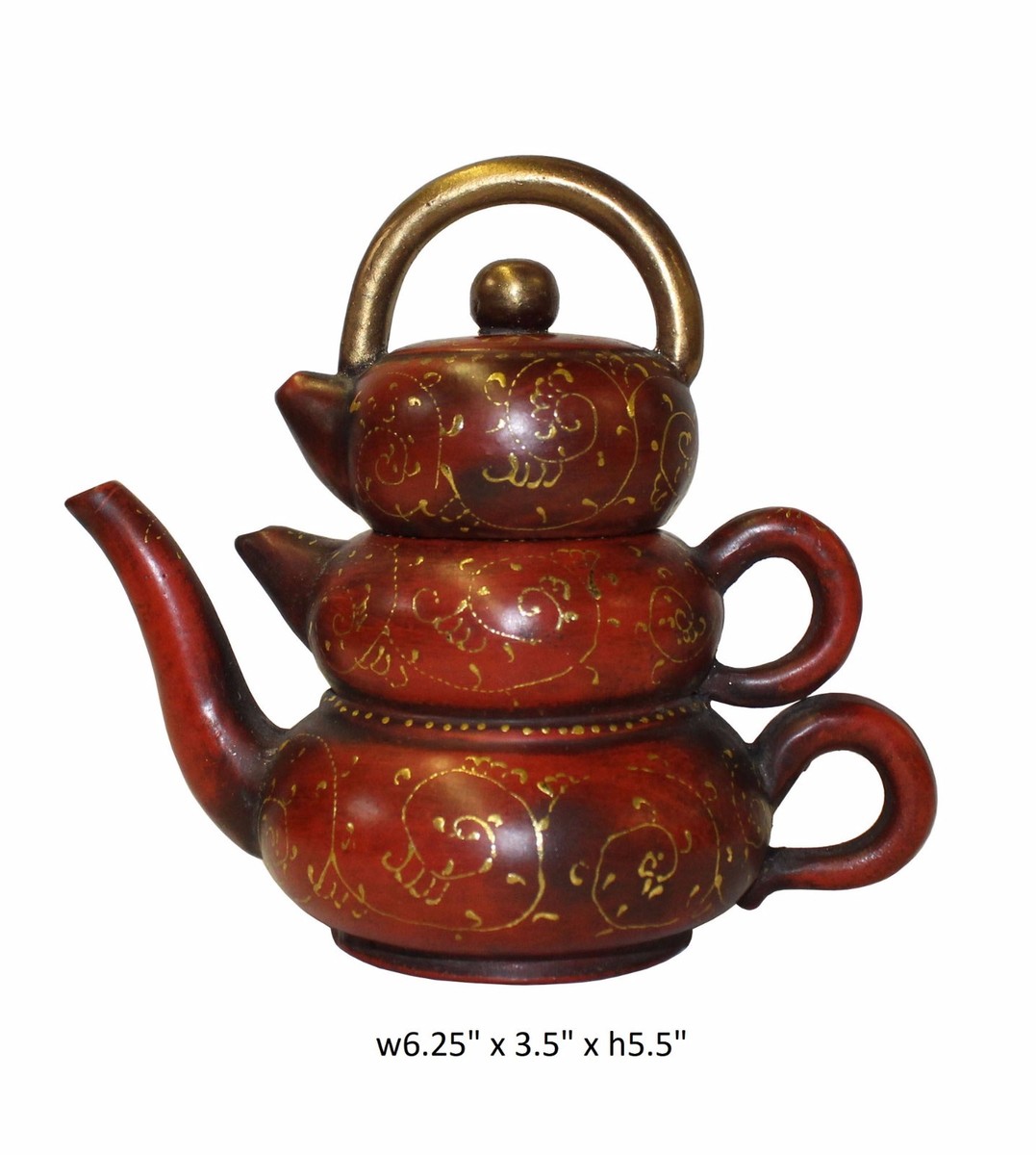 Chinese Zisha Clay Brown Golden Scenery Teapot Display cs3408S Chinese Zisha Clay Brown Golden Scenery Teapot Display cs3408S