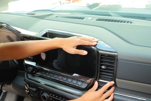 Center Console GPS Panel Frame Cover Trim For Chevy Silverado 2022+ Black Wood - Picture 8 of 15