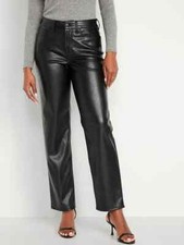 Old Navy High Waisted OG Loose Faux Leather Pant-Black -Size 2-NWOT