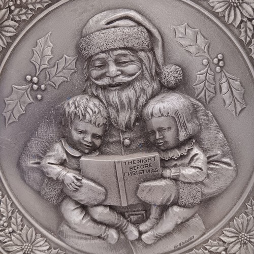 1978 BEDTIME STORY Petitto Altorilievo NATALE Hudson Fine Peltro Piatto BABBO NATALE - Foto 2 di 6