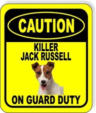 Letrero compuesto de metal aluminio CAUTION KILLER JACK RUSSELL ON GUTY
