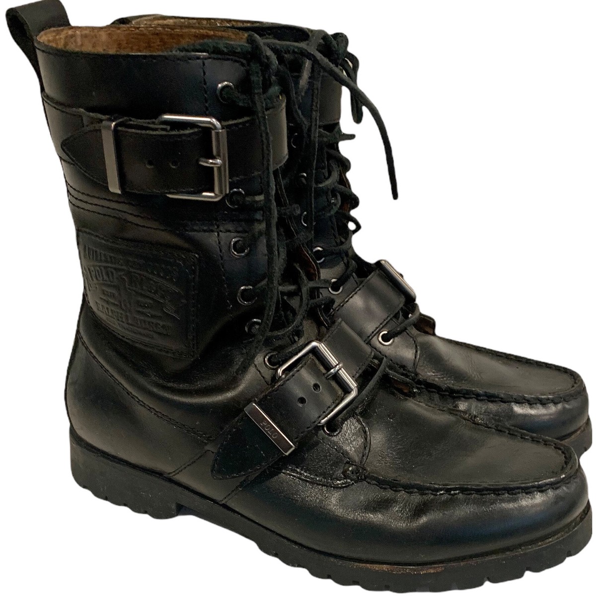 Polo Ralph Lauren Radbourne Boots Black Leather 8 D Two Polo Ralph Lauren Radbourne Boots Black Leather 8 D Two