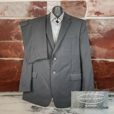 Pronto Uomo 2 Puece Suit Mens 46R Charcoal Double Vented Wool
