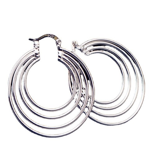 925 Silver Color fashion Layer circle Hoop earrings cuff on Trendy Jewelry - Picture 5 of 6