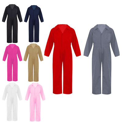 Kids Boys Girls Mechanic Coverall Flight Suit Jumpsuits Dance Halloween Cosplay