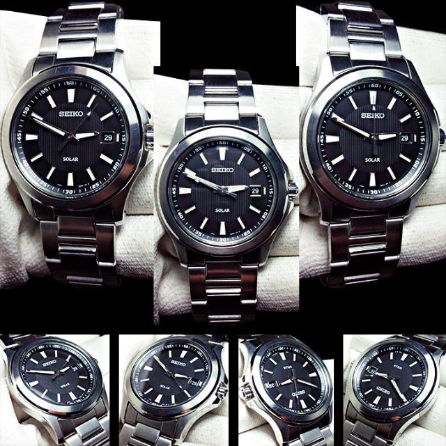 SEIKO 電波ソーラー TITANIUM 10BAR セイコー SEIKO Solar Men's 10BAR Dial Black with Date Function From