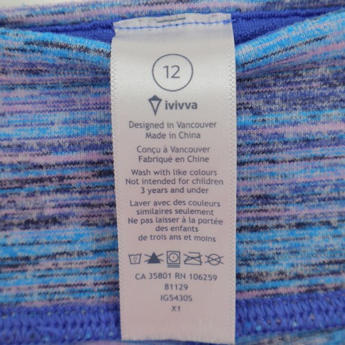 Ivivva Rhythmic Tight Leggings Yoga Pants Girls 12 Blue Purple Space Dye Stretch - Picture 3 of 9