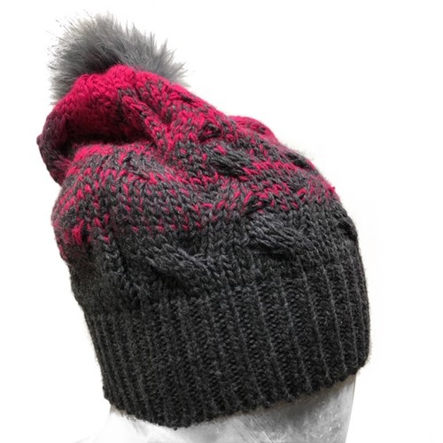 Cashmere Company Cappello Donna Rosa Grigio Berretto Lungo Lana Trecce  Pompon | eBay