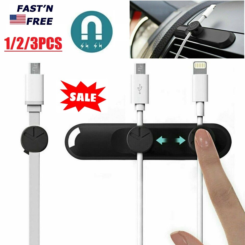 3Pcs Magnetic Cable Clip Organizer Wire Cord Management Winder Line Holder USA