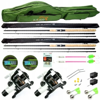 HOKKAIDO KOMPLETTSET, ANGELSET 2x FEEDERRUTE 2x ROLLE TASCHE Zubehör Z5