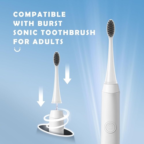 Replacement Toothbrush Heads for Burst Sonic Toothbrush with Dust Cover Caps - Picture 2 of 6