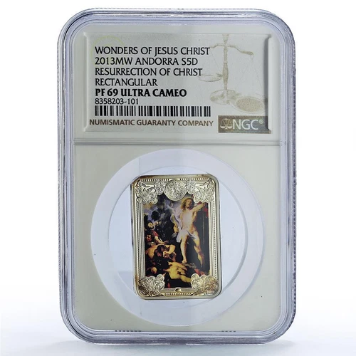 Andorra 5 diners Resurrection Christ Wonders Art PF69 NGC silver coin 2013