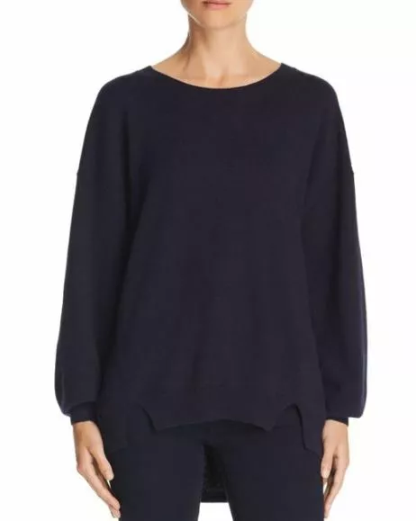 Joie Kyren Sweater Wool Round Neck Navy Midnight Pullover High Low