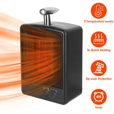 Portable Space Heater Home Adjustable Thermostat Timer Heating Room Small Heat