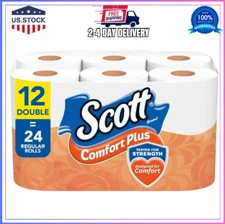 Scott Comfortplus Toilet Paper Septic Bath Unscented Safe Thick Tissue 12 Rolls