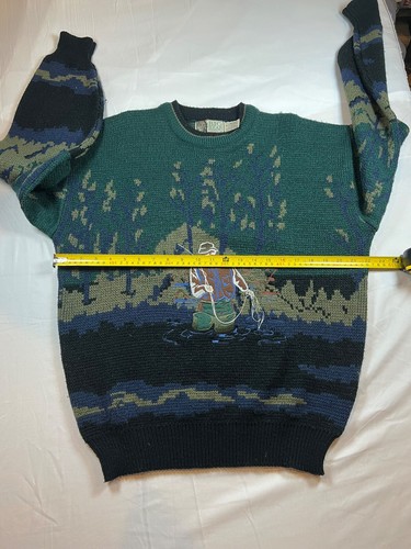 Big Bear Trading Vintage Sweater Sz Large Mens Fisherman Embroidery Nature Green - Picture 9 of 17
