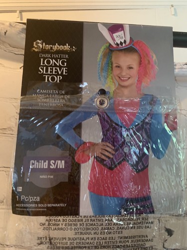 Storybook Dark Hatter Langarmshirt Kinder S/M Halloween Kostüm Alice Neu