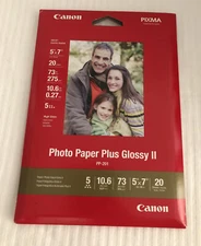 CANON PIXMA PHOTO PAPER PLUS GLOSSY II 20 SHEETS 5x7" BRAND NEW OEM