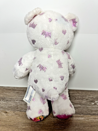 16" Build a Bear Disney Princess White Limited Edition Plush Pink Crowns Hearts - Picture 2 of 5