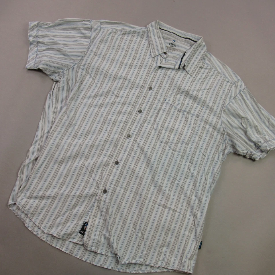 Camisa Kuhl Para Hombres XL Manga Corta Botón Frontal Ligera Bolsillo Informal Rayas Foto 2 de 4