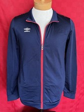 Vintage Umbro Track Suit Jacket Red on Navy Blue Soccer Raver Football YXL