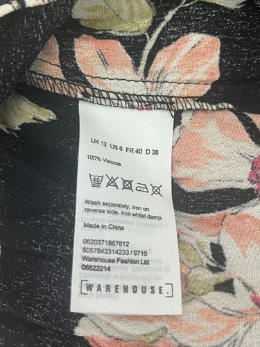 WAREHOUSE Wrap Dress Size Medium 12 Black Mix Floral Zip Womens NEW EU40 RRP £49 - Picture 11 of 12